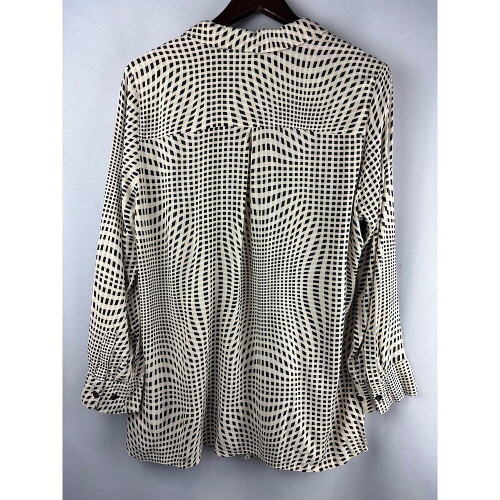 Women’s Ulla Popken Size 16/18 Cream Beige Black Patterned Blouse - Picture 3 of 5